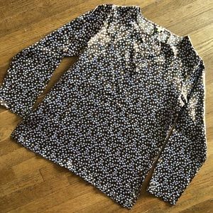 ECHO DESIGN Silk Blouse Notched Round Neckline Size Medium